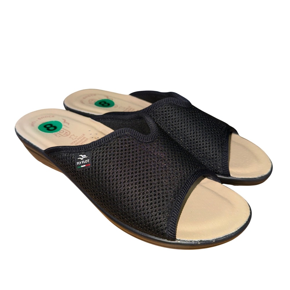 Fly Flot Slide Sandals Womens US 8/EU 39 Pre-Owned Sandals Black Mesh Anti-Shock